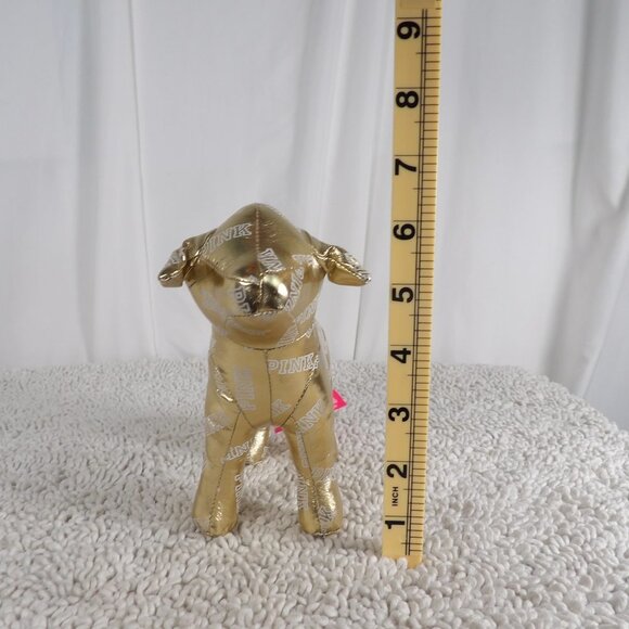 VICTORIA SECRET VS PINK 7" Gold Metallic Stuffed Animal Puppy Dog Plush Toy - Picture 6 of 7